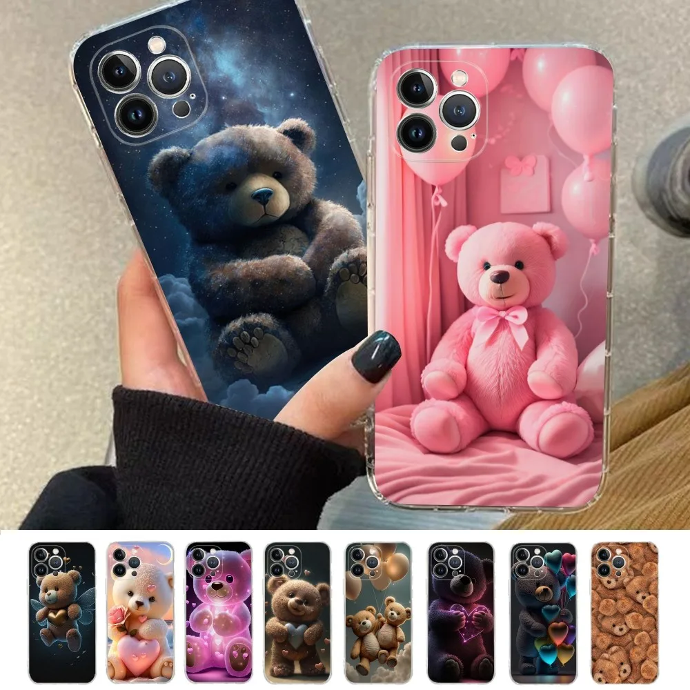 

Teddy Bear Phone Case For iPhone 15 XR X XS Max 14 13 Pro Max 11 12 Mini 6 7 8 plus SE 2020 Printing Cover