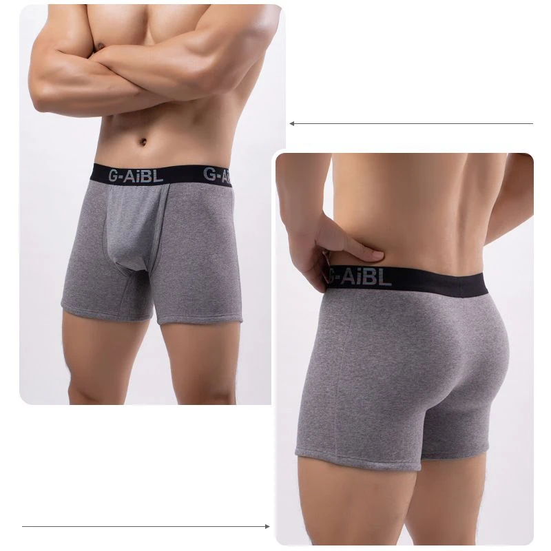 Man Sexy Underwear with Penis Hole Winter Thermal Penis Pouch Breathable Lingerie U-Convex Underpants Fleece Keep Warm Boxers
