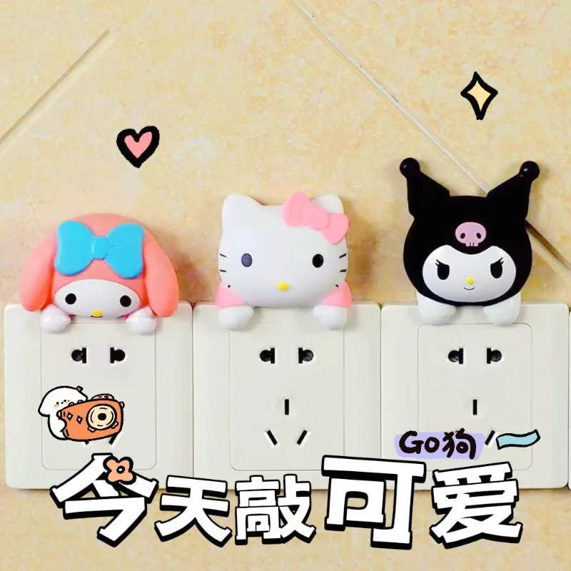 

New Hello Kitty Kurom Switch Sticker Bedroom Living Room Entryway Sticker Atmosphere Beautification Home Decorative Wall Sticker