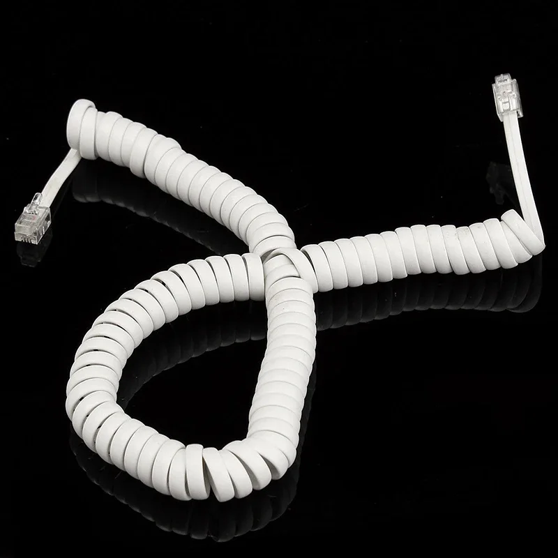 Cable de auricular telefónico de 2m después del estiramiento, 1 Uds., Cable de auricular telefónico, extensión de teléfono en espiral blanca, resorte nuevo