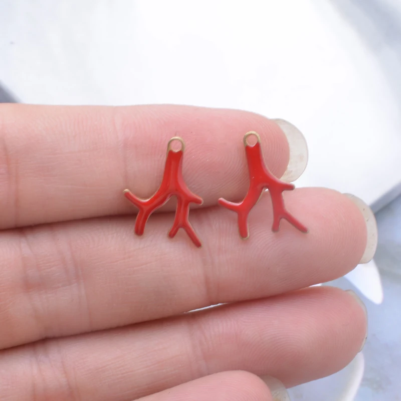 30 Stück beidseitig emaillierte Kupferzweig-Anhänger, öltropfende Zweige, Halsketten-, Armband- und Anhänger-DIY-Schmuckzubehör – Detail 4