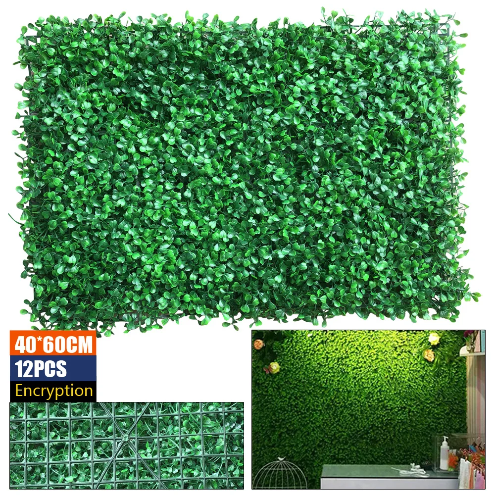 Imagem -02 - Decoração de Hedge Artificial de Alta Densidade Painel de Cerca de Laços Tapete de Grama Decoração da Parede do Quintal do Jardim 40x60cm 12 Pcs