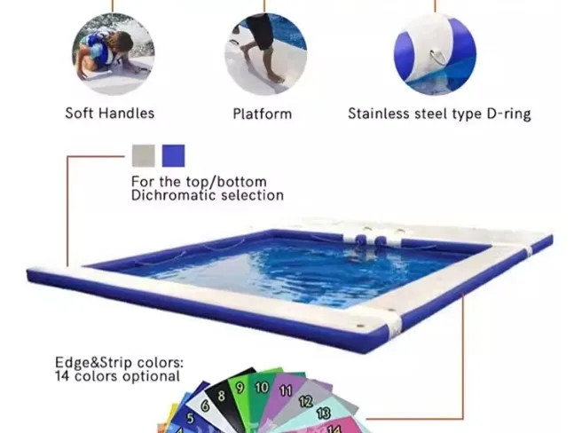 Inflatable water yacht slide bar awning with net swimming pool sea sofa floating table deck chair view 6
