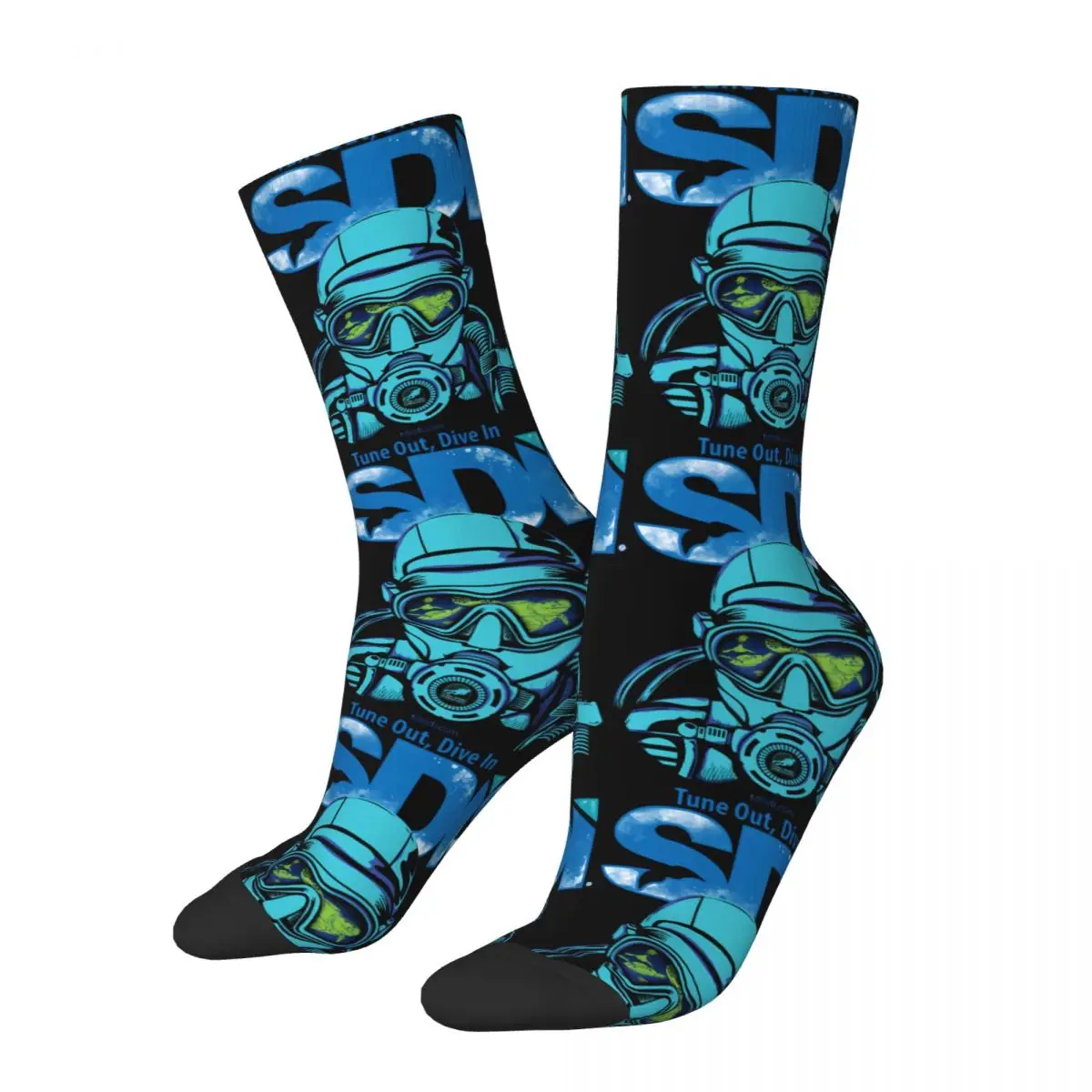 

Funny Happy Sock for Men Scuba Diving International SDI Vintage Diving Dive Breathable Pattern Printed Crew Sock Casual Gift