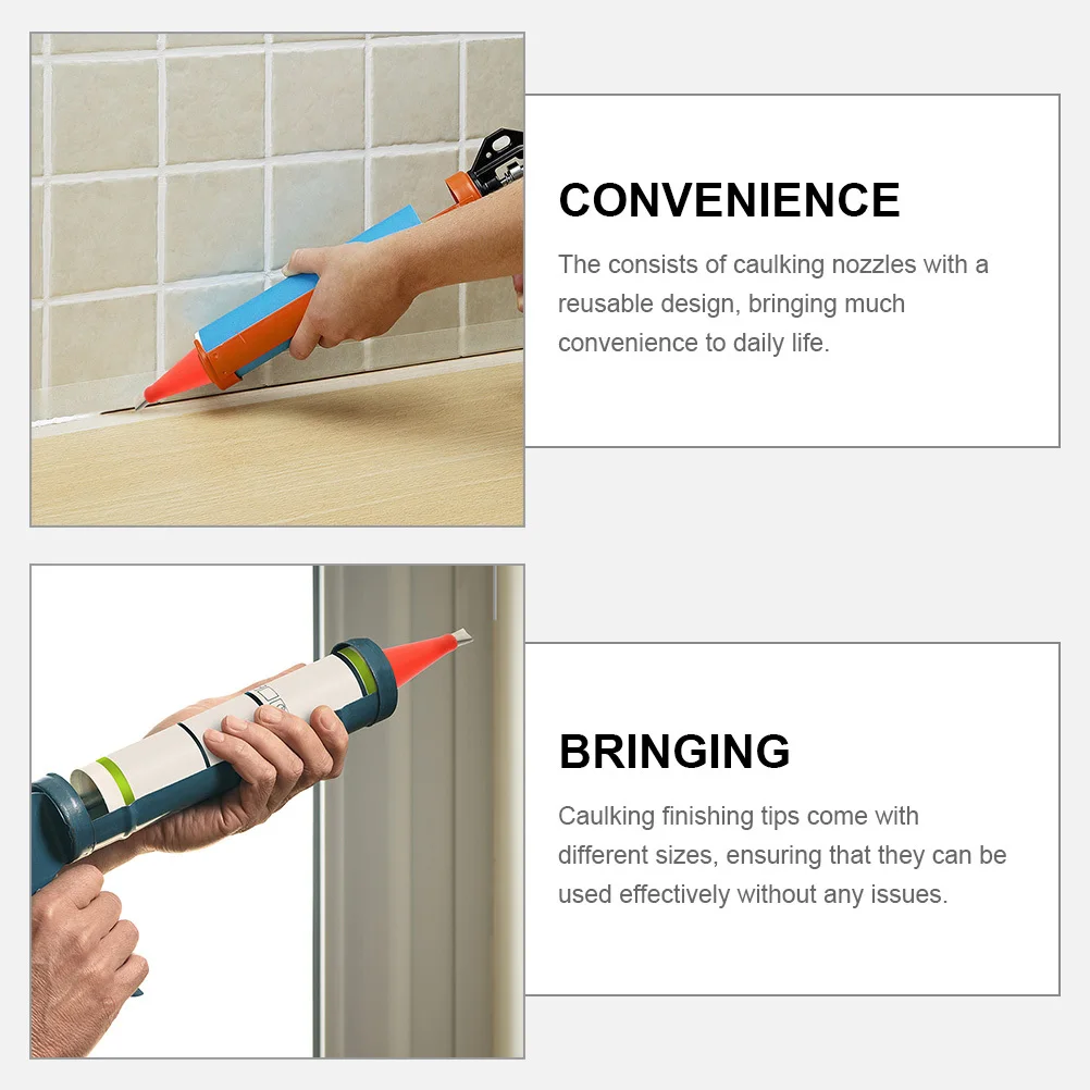 1 conjunto 1 conjunto aplicador de bocal de calafetagem reutilizável vários tamanhos para casa cozinha banheiro reparação dicas de calafetagem conjunto kit de ferramentas