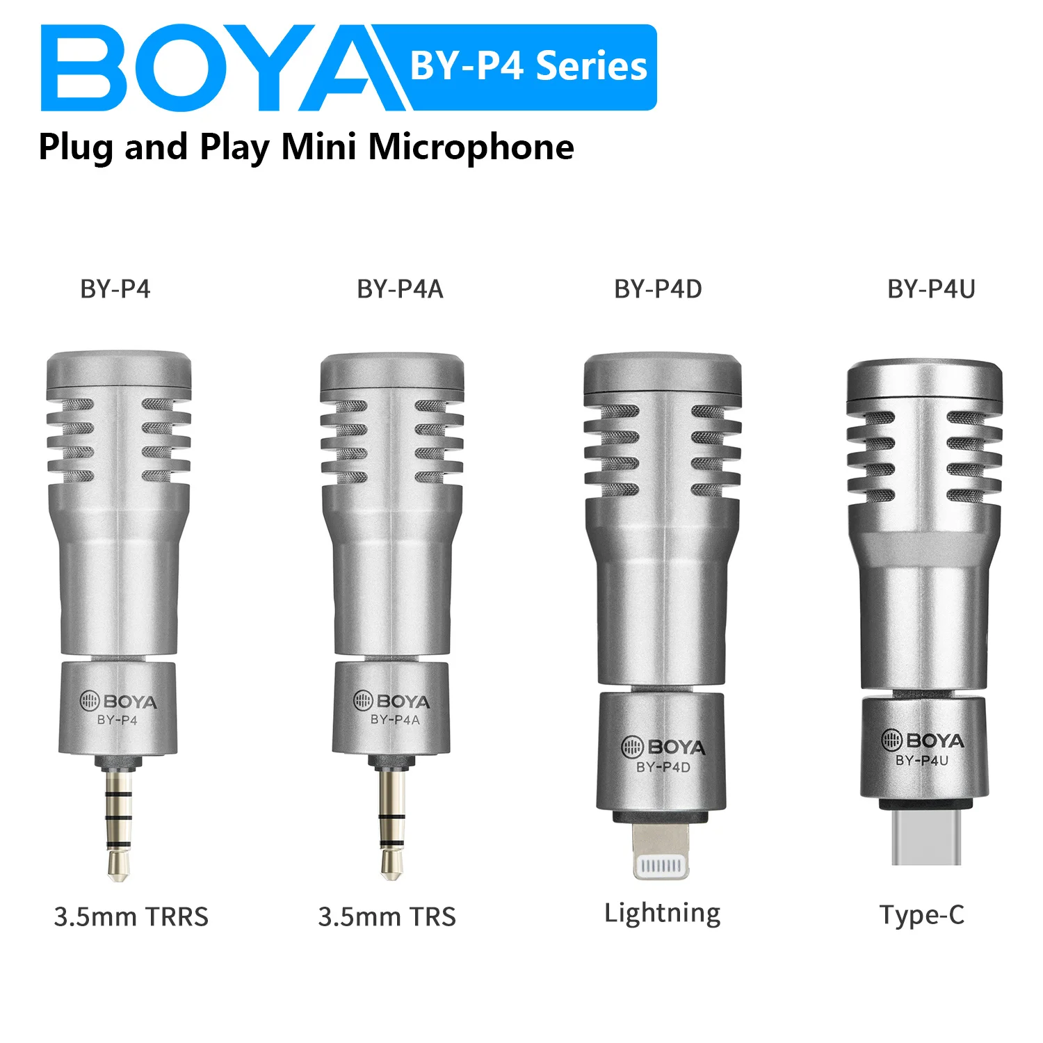 BOYA BY-P4 Mini Wireless Microphone Plug and Play for PC Mobile Android iPhone DSLR Live Streaming Youtube Recording