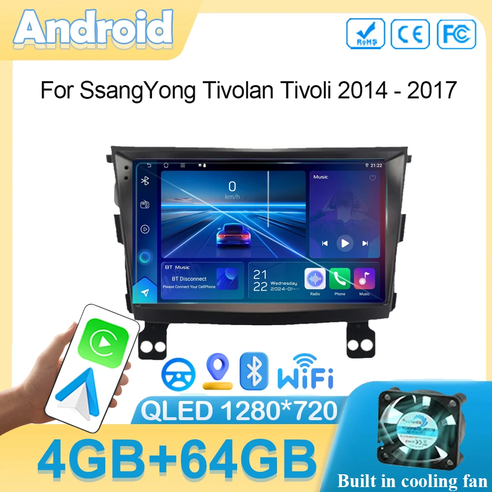 

Car Android For SsangYong Tivolan Tivoli 2014-2017 Radio Carplay Car Multimedia Video Player Stereo Navi GPS No 2 Din DVD