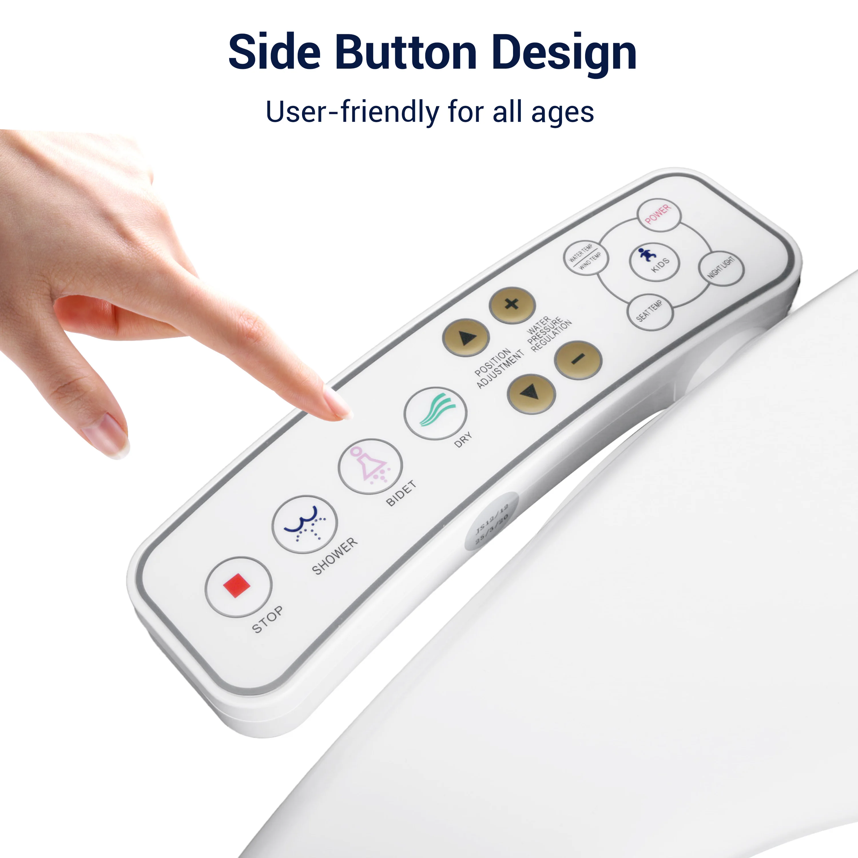 Premium V-Bidet Smart Toilet Seat Durable Plastic Self-Cleaning Features Adjustable Spray Moving Massage Sensor Elongated Shape