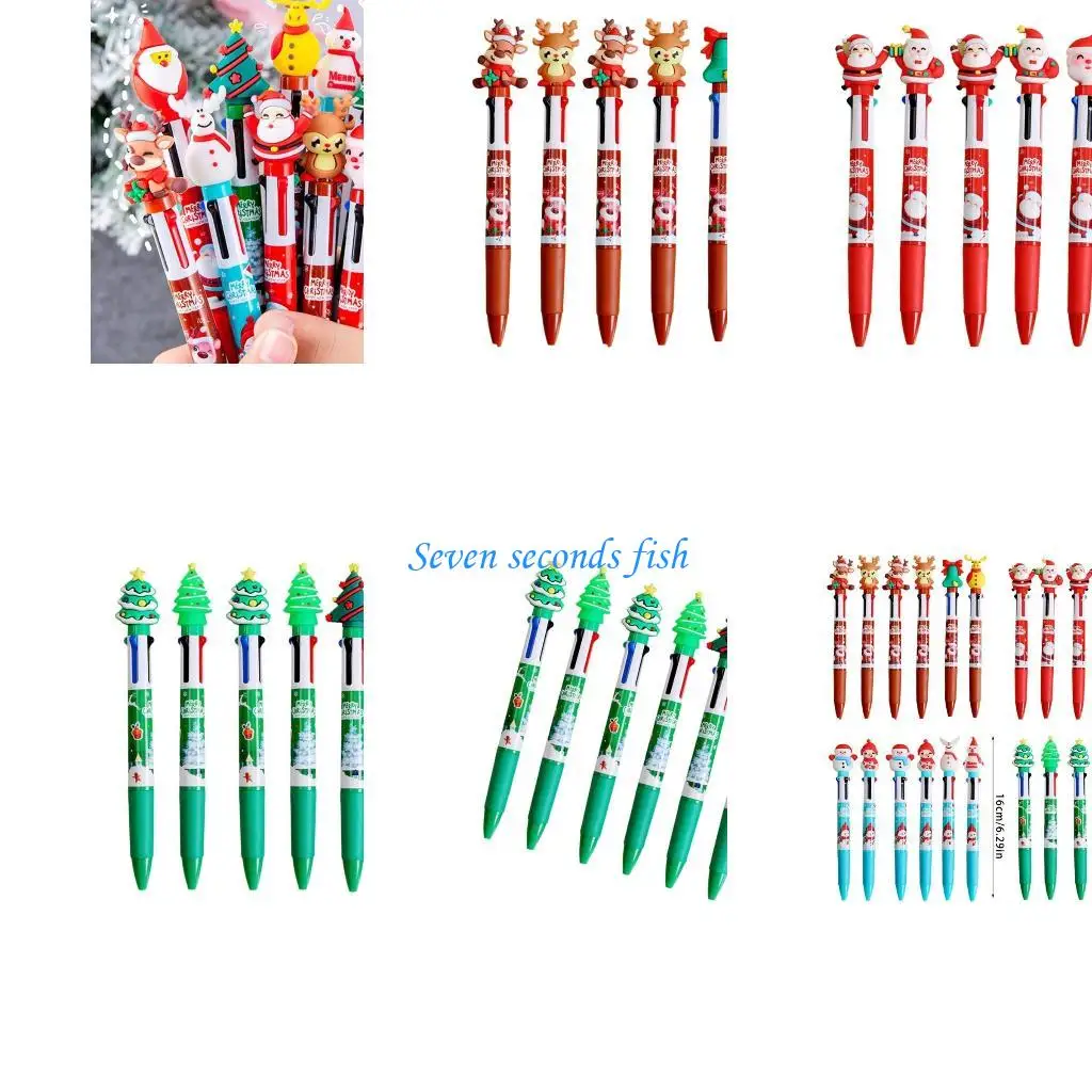 

L74B 6x/Set 0.5mm Multicolor Ballpoint Pen 4 in 1 Christmas Ballpoint Pen for Party