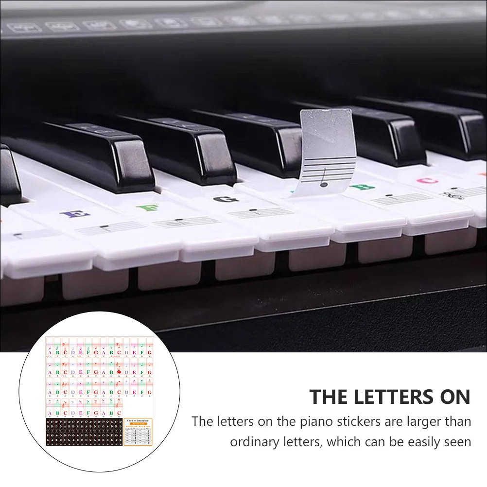 

Piano Stickers for 49 61 76 88 Keys Keyboards PVC Transparent Beginner Learning Accessories Large Letters Teaching Aids Musical