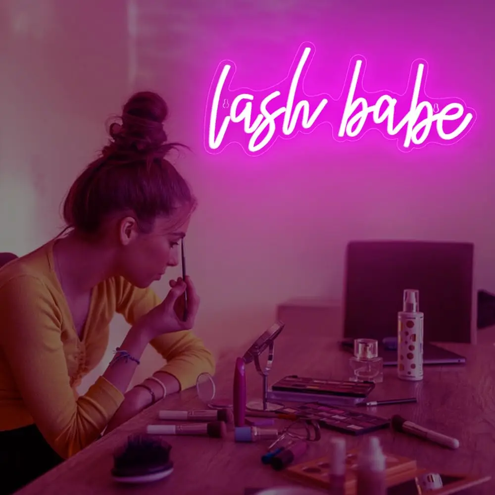 علامة Lash Babe Neon رموش جميلة لديكور غرفة الرموش، لصالون الرموش، غرفة التجميل، شريط شعر الأظافر، هدية للفتيات