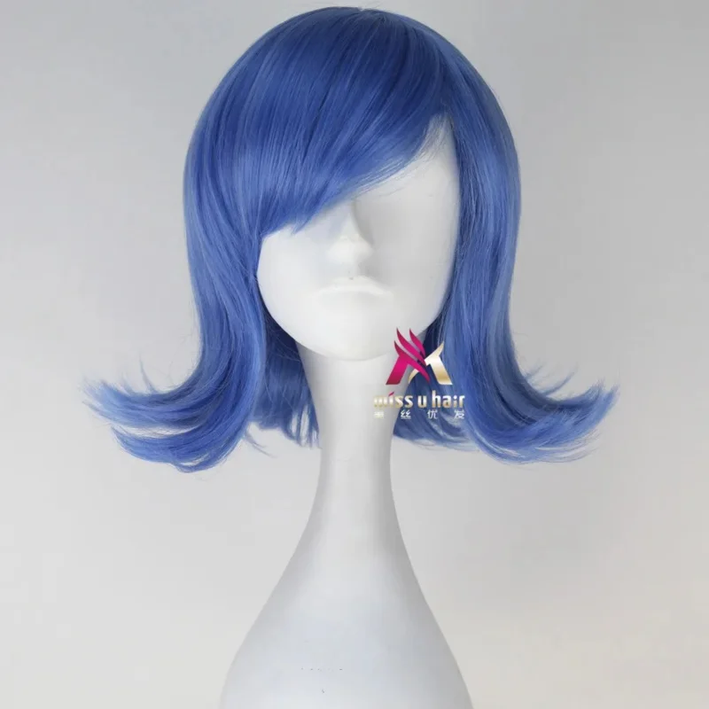 wig Hot Sale inside out Happy Cosplay Wigs Short Blue Heat Resistant Synthetic Hair Perucas Cosplay Wig +wig cap