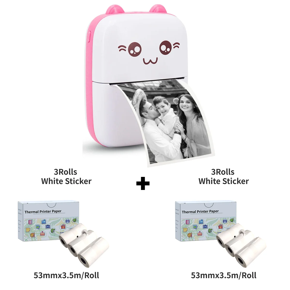 Mini Sticker Printer Bluetooth Pocket Inkless Thermal Printer Thermal Paper and Sticker for Children Women Gifts Kids Christmas