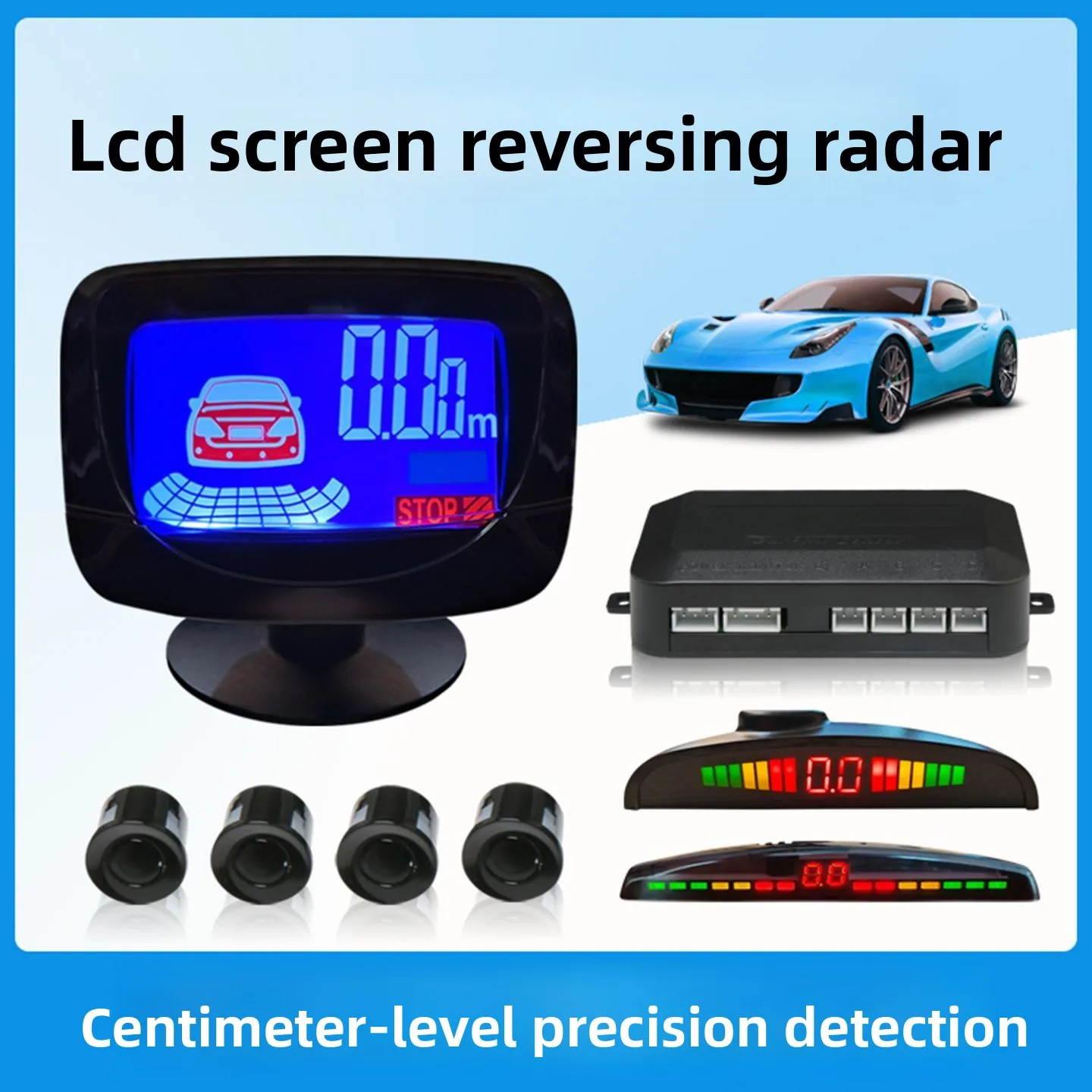 

Новый реверсивный радар, задний 4-зонд, звуковой сигнал, невидимый автомобильный светодиодный дисплей, универсальная сигнализация для парковки