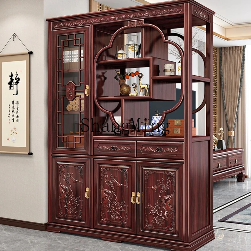 

SM new Chinese-style solid wood room cabinet, living room entrance, screen partition, shoe cabinet, storage