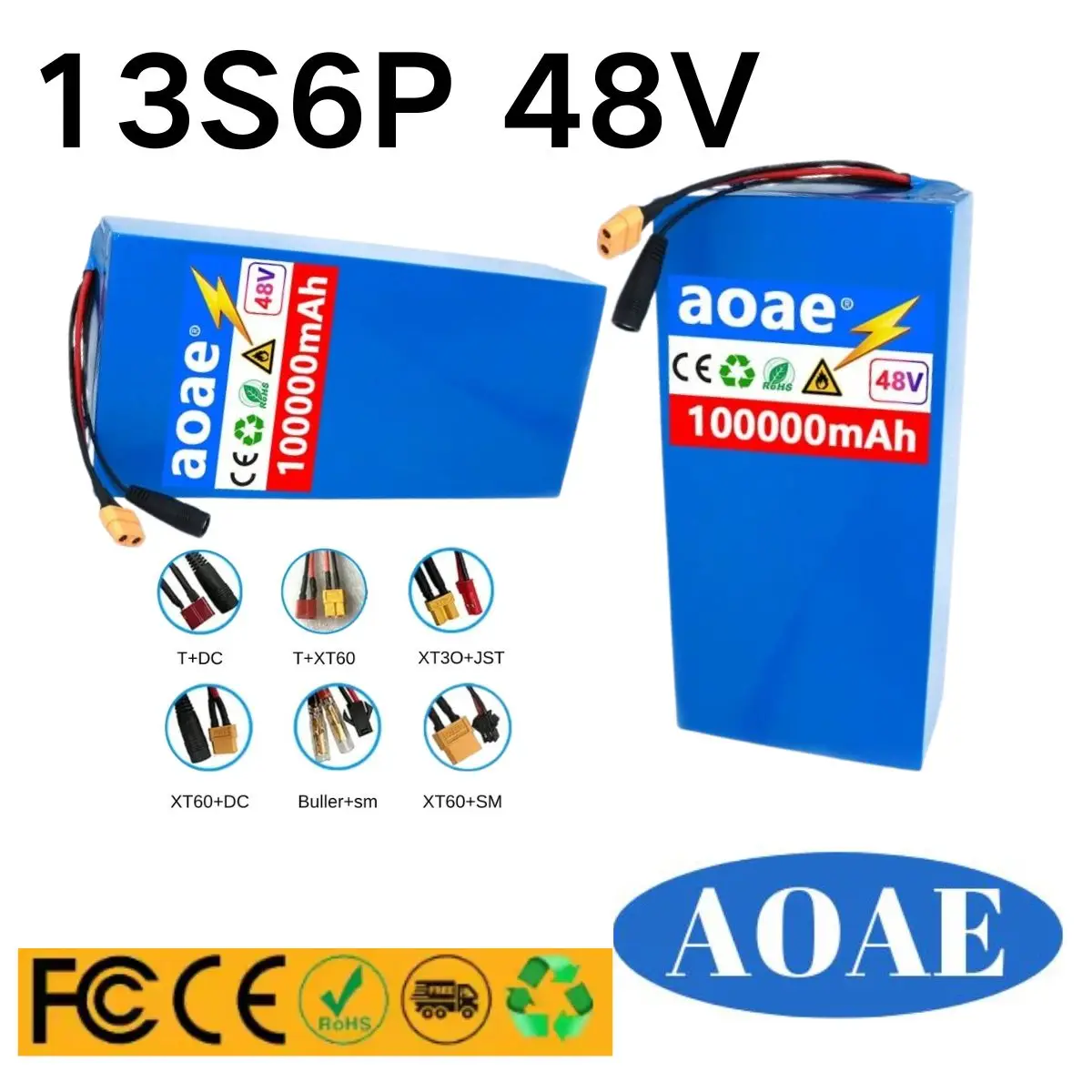 

New100% Original 48V 13s6p 100ah Lithium Battery Pack 250W-2000W Citycoco Motorized Scooter Batteries Built in 50A BMS