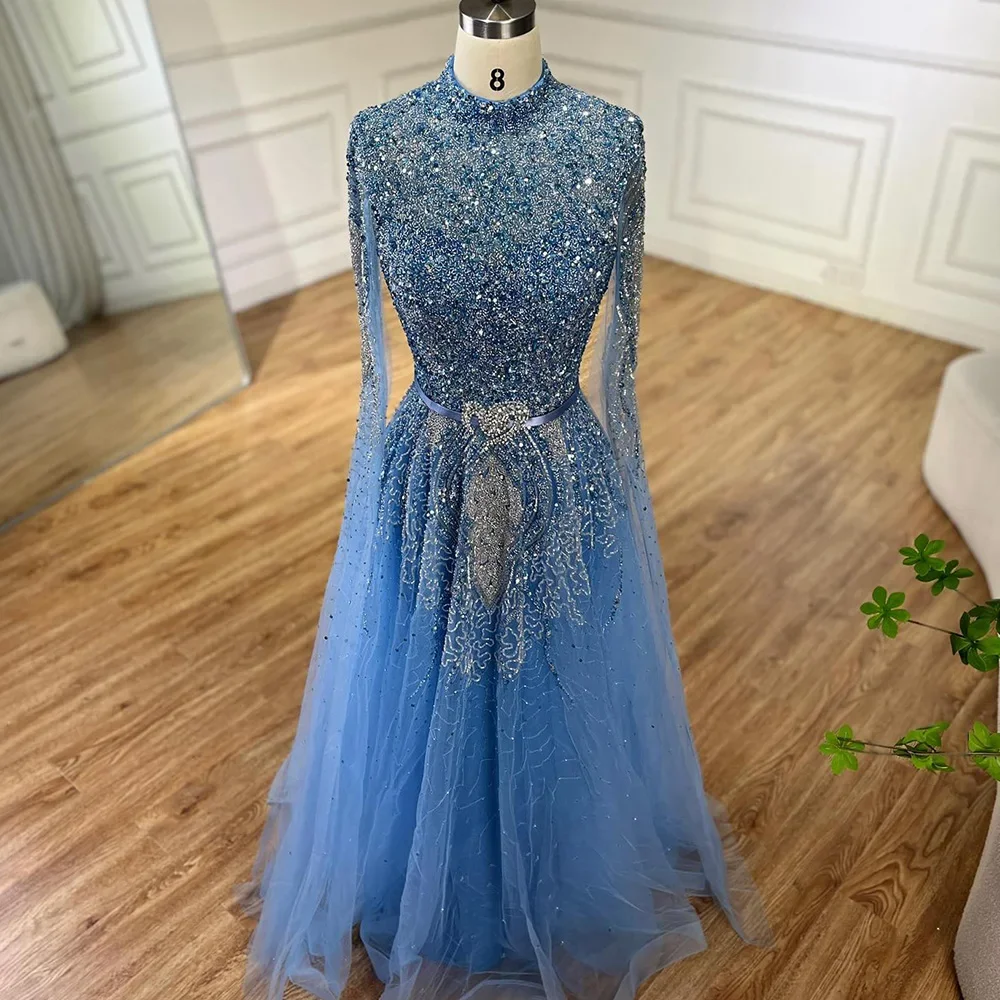 open lace back dress Modest Formal Cape Dress G569 main image 1