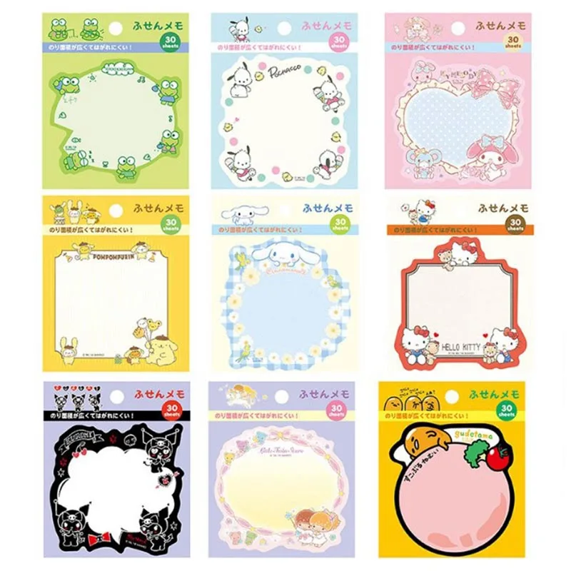 Imagem -02 - Melody Kuromi Memo Pad Sanrio Pochacco Sticky Notes Papelaria Etiqueta Planejador Notepad Sticker Post Material Escolar 45 Pcs por Lote