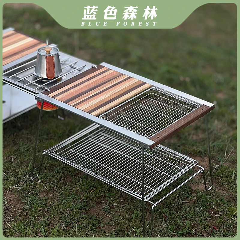 Blue Forest Two-Unit Igt Double-Layer Table Lightweight Foldable Outdoor Camping Tactical Table Igt System Kitchen Picnic Table Combination Table