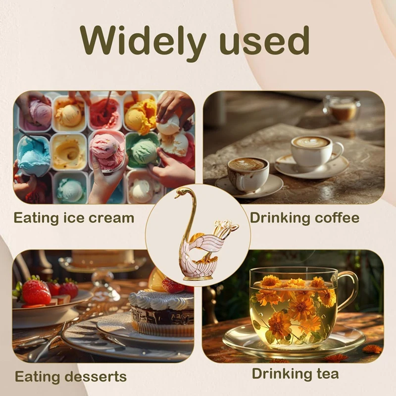 Elegant Swan Style Coffee Dessert Spoon Set-European Fruit Scoop Holder & Decorative Tableware For Sophisticated Dining