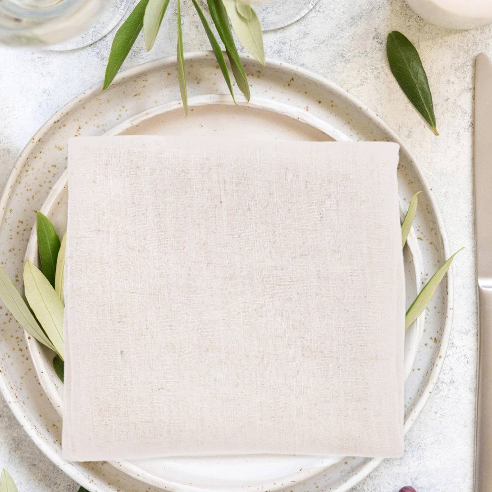 

Reusable Cloth Napkins Square Linen Tea Towels Washable Kitchen Dinner Party Neutral Cotton Table Napkins
