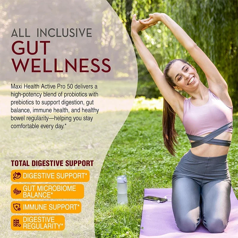 Probiotics Combined with Prebiotics, 15 Strains Promote Digestion, Containing 50 Billion CFU, Vegan, Delayed Release,60 Capsules