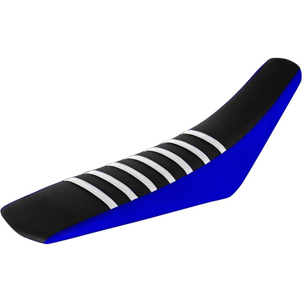 

Universal Seat Cover for 1996-2001 Yamaha YZ125 and YZ250 - Blue Side Panels with Black Top and White Stripes #75