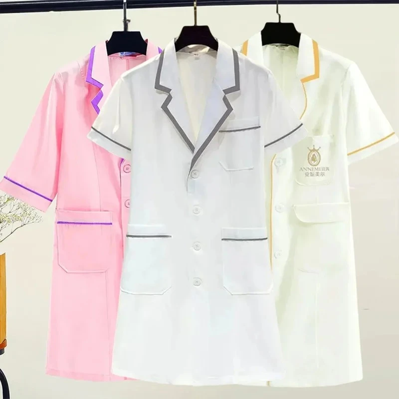 

Oversized Jacket Beautician Top Beauty Salon Short Dress Nurse Uniform Spa Workwear Doctor Uniform Scrub Top Clinic Lab Coat