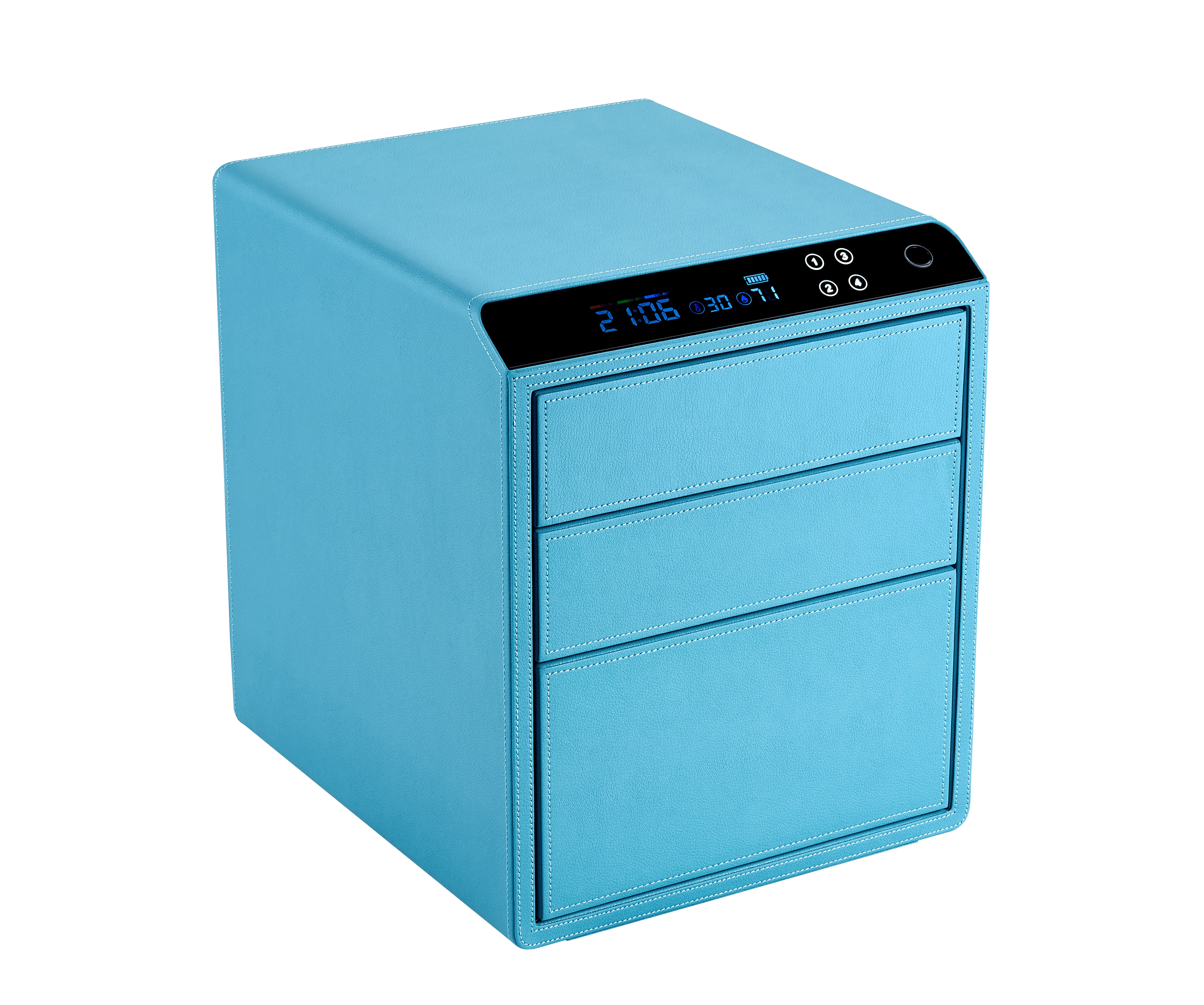 Three-Layer Premium Leather Safe Box, Fingerprint Password Drawer Safe for Jewelry Makeup and Valuables Storage