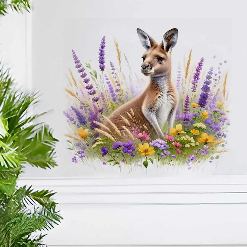 Wild Kangaroo Animal Stickers Children's Bedroom Wall Decals Family Nursery Room Decorative Paper Kids Room Wallpaper AA286