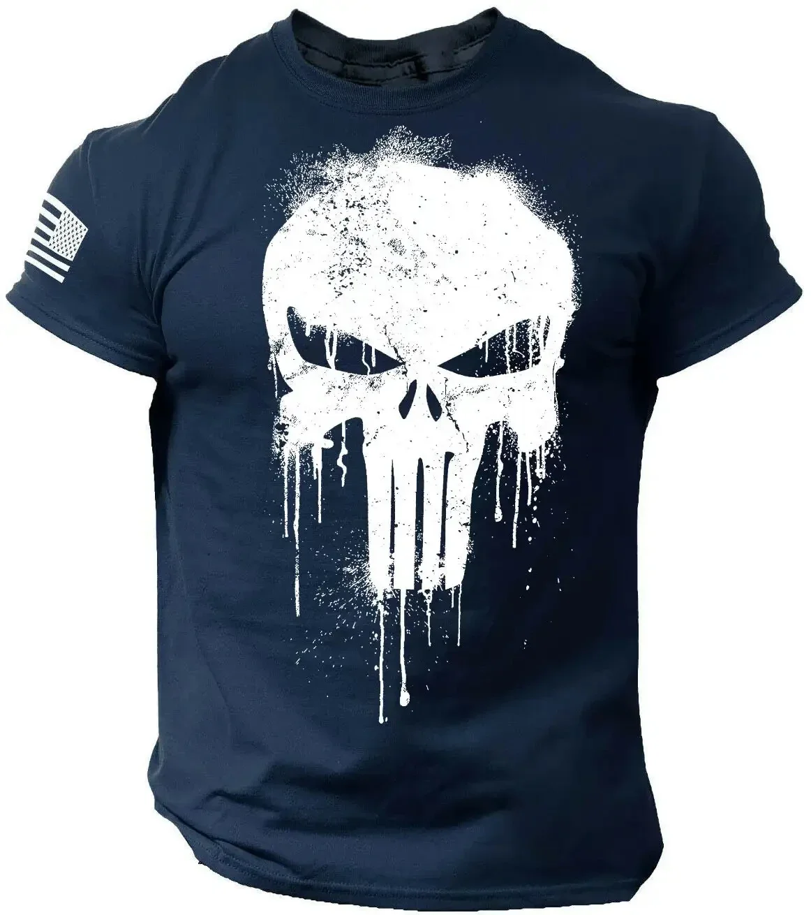 Men\'s T shirt for men 3D Print Military Patriotic Skull Dropped Oversized T Shirt Short-Sleeved Sportswear Men Fitness Clothing