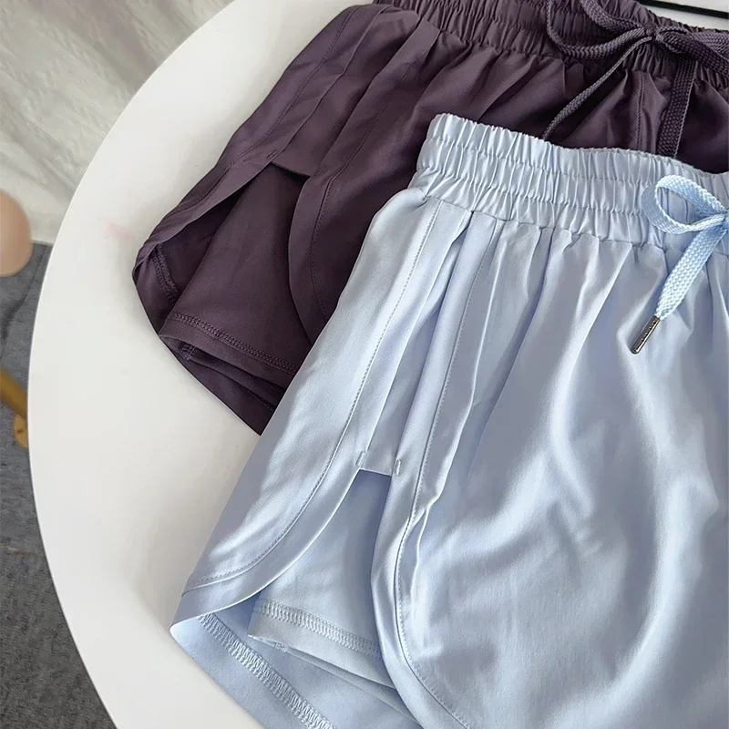 

Yoga Sports Women Shorts High Waist Double Layered Quick-Dry Breathable Athletic Shorts Outdoor Leisure Running Fitness Shorts