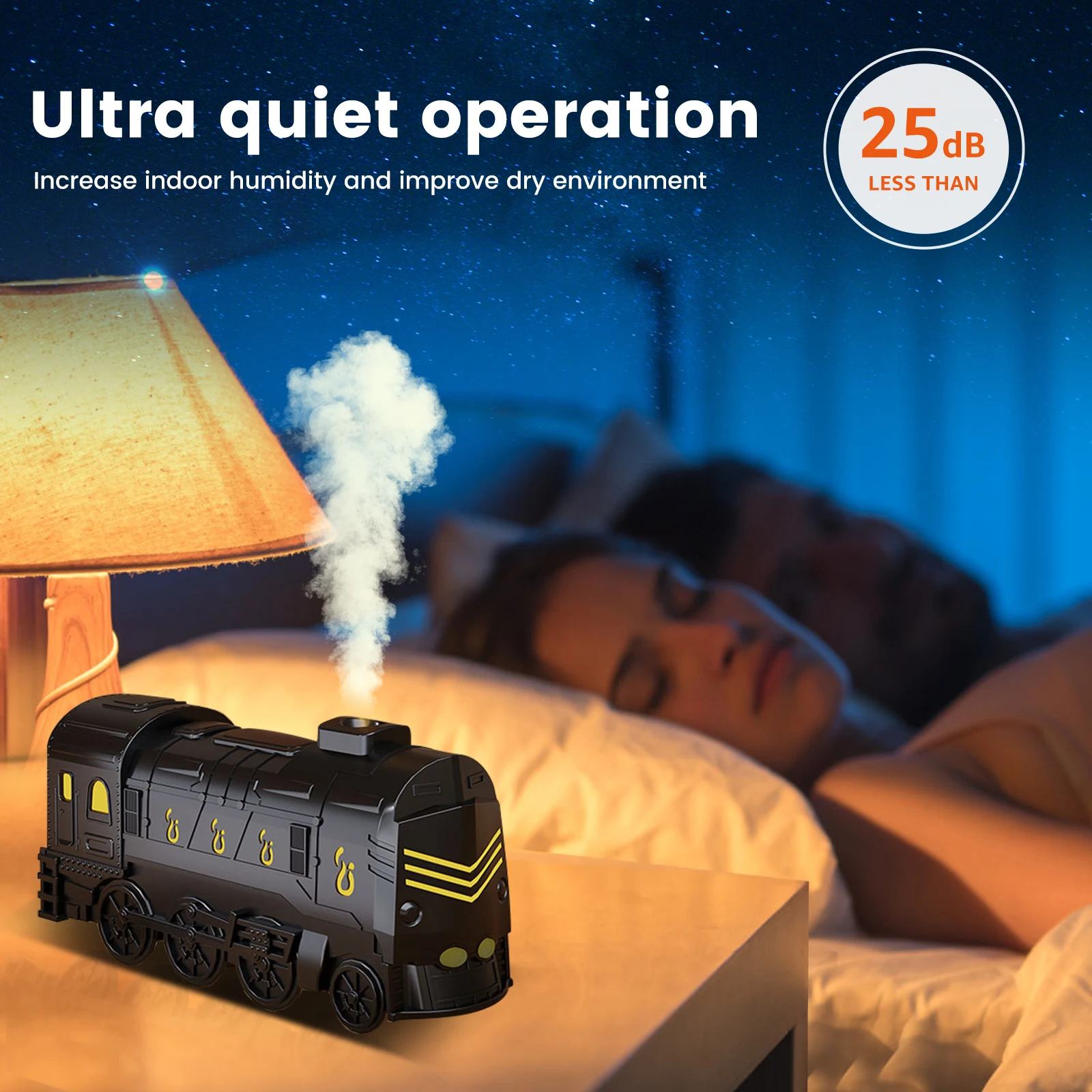 Steam Train Essential Oil Diffuser with Light 300ml Train Humidifier Diffuser Ultra Quiet Train Humidifier 2 Misting 2 Light