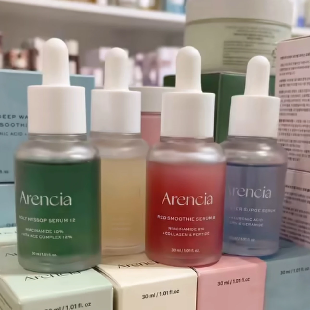 30ml Arencia Red Smoothie Rice Mucin Glow Essence Glow Serum Original Korean Brand Deep Water Surge Holy Hyssop Collagen Serum