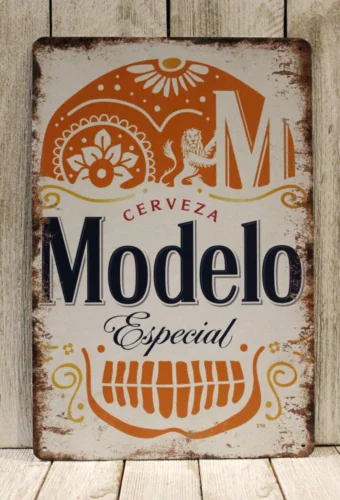 Modelo Tin Sign Skull Mexican Beer Metal Poster Bar Rustic Vintage Style Ad W XZ