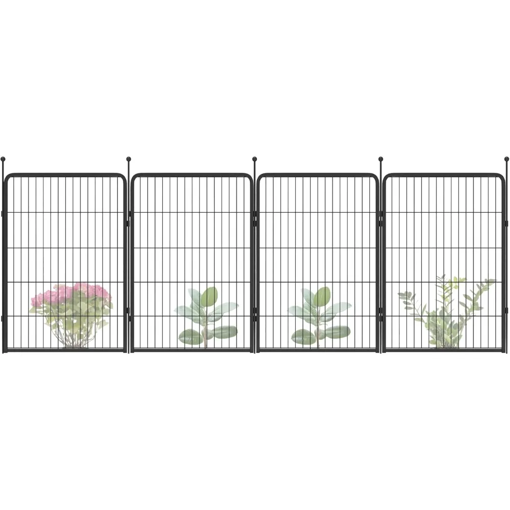 

FXW Garden Fence Outdoor for The Yard – 40in(H) x 9.0ft(L) Heavy Duty Metal Animal Barrier for Dog and Rabbit, Decorative Dog Fe