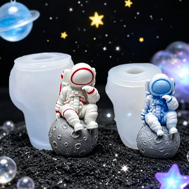 Astronaut Moon Planet Spaceman Candle Silicone Mold Scented Candle Mould DIY Handmade Making Mold Home Decor Birthday Gift