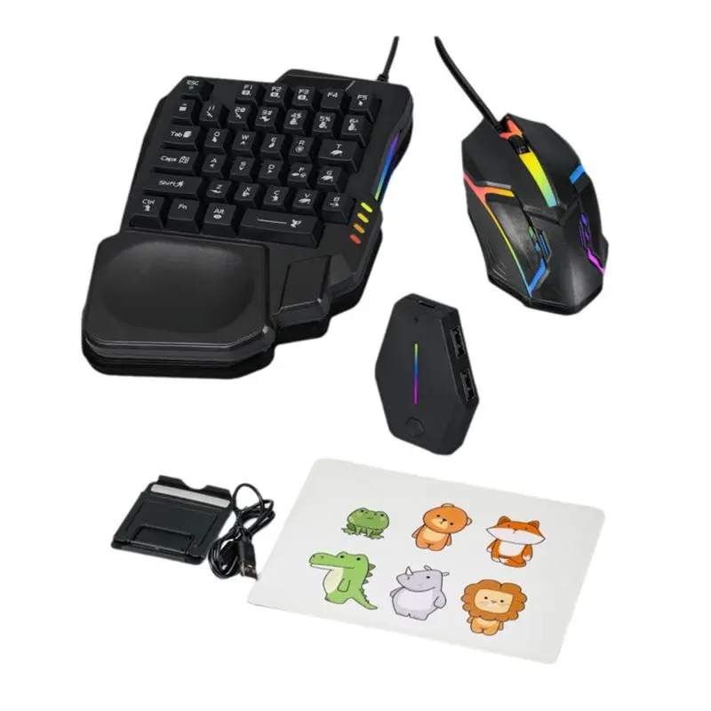 Superior For PUBG 35Key Ergonomics RGB Gaming Keyboard +Keyboard And Mouse Converter+Mouse 5 In 1 Mobile Game Combo Kit