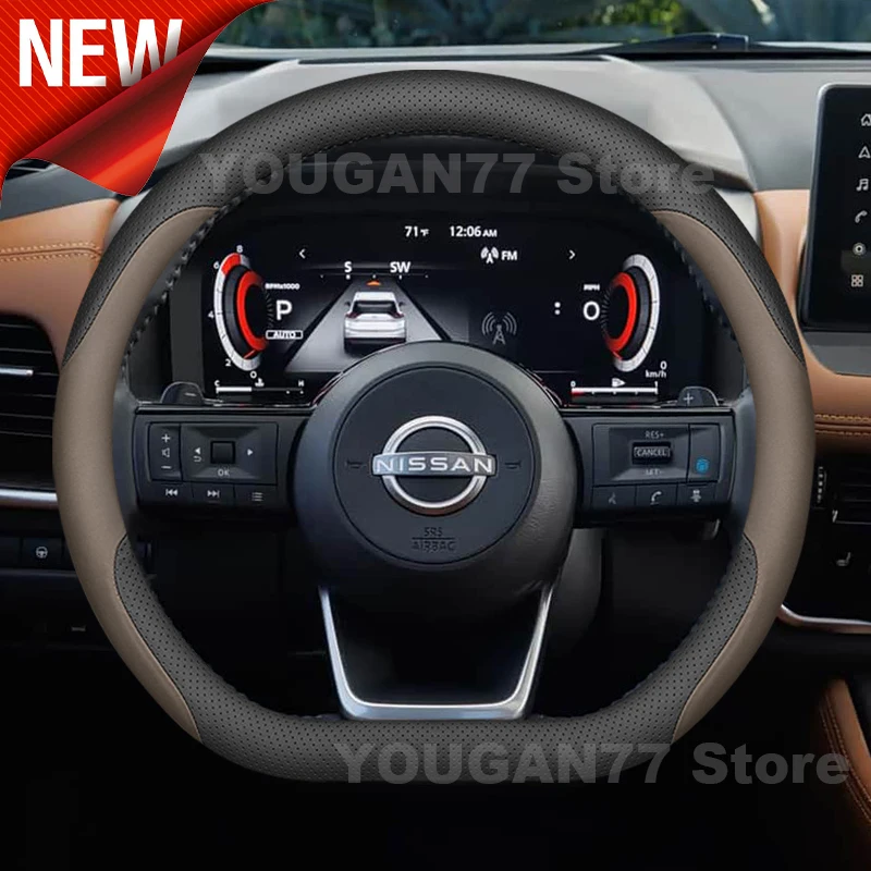 Leather Car Steering Wheel Cover For Nissan Rogue 2024-2026 Pathfinder 2025 X-Trail 2023-2026 Covers For Covers Auto Accessories