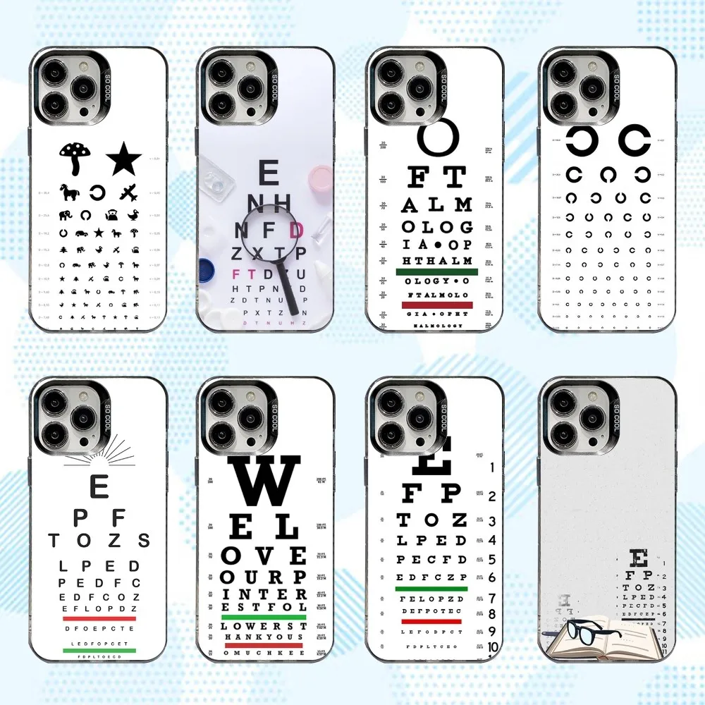 

Medical Eye Vision Chart Phone Case For iPhone 16,15,14,13,12,11,Mini,Pro,SE,MAX White Matte Shockproof Cover