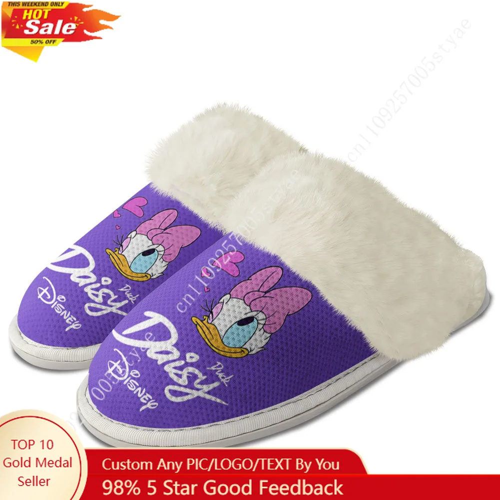 

Disney Daisy Duck Plush Slippers Keep Warm Shoes Mens Womens Home Cotton Bedroom Lightweight Warm Slipper Custom Shoes