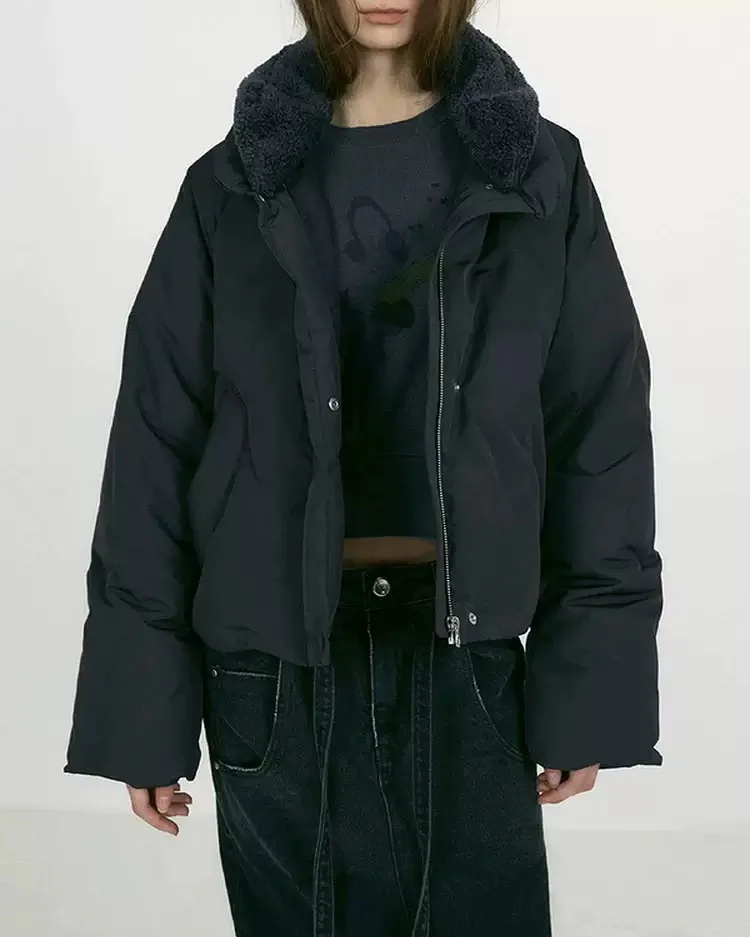 بسيطة ركاب Sle انفصال الفراء طوق ort down Jaet PREON شتاء جديد وصول دافئ سستة إغلاق لون نقي المرأة... #1