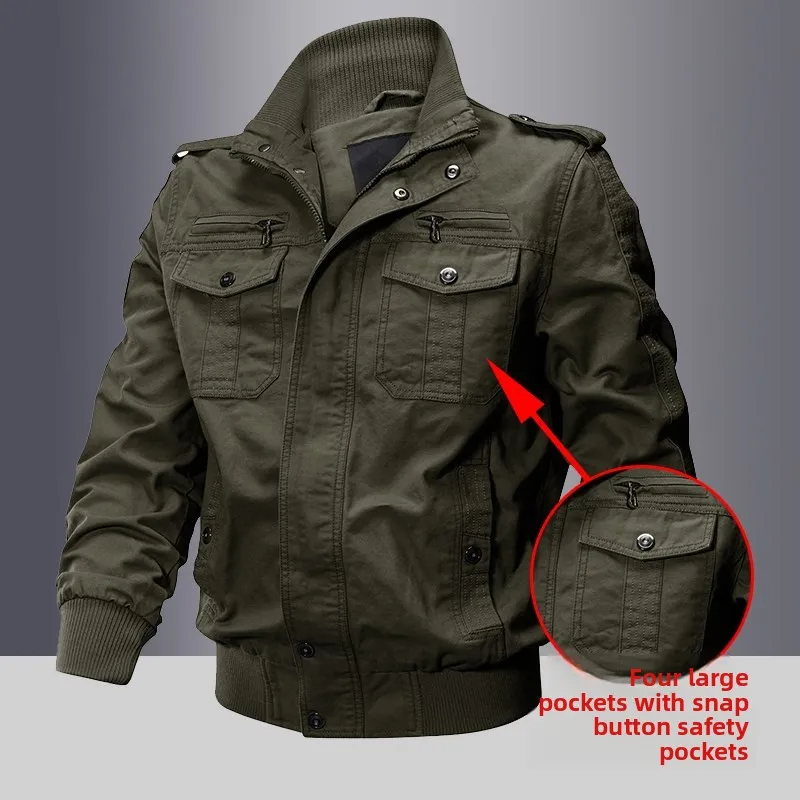 

Autumn Winter Men's Denim Jaet Casual Loose Fit Fce Lined Workwear Sle Long Sve Coat M Model Faionable Outerwear