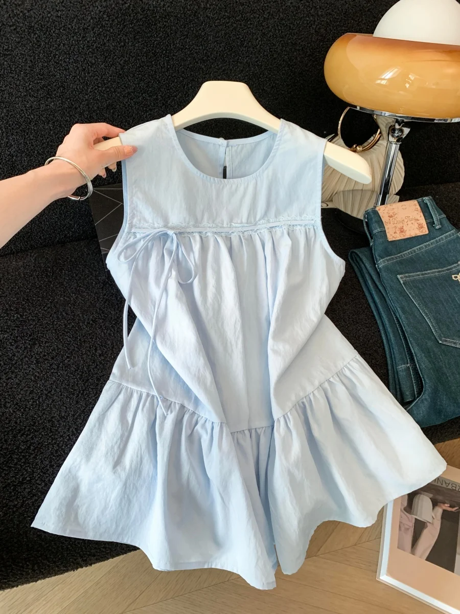 

Sweet Style No-Sleeve Shirt Women's Summer 2026 New Small Doll Shirt Commute Top Korean Version Breathable Skin-Friendly