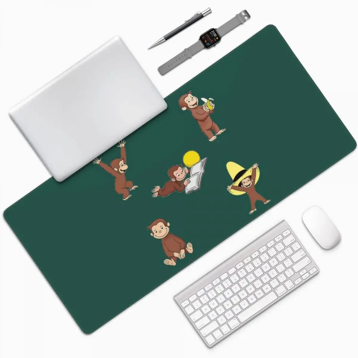 

George The Curious Monkey Cartoon Large Mouse Pad Computer Keyboard Mouse Mat Gamer PC Laptop Desk Mat Accessories Table Mats