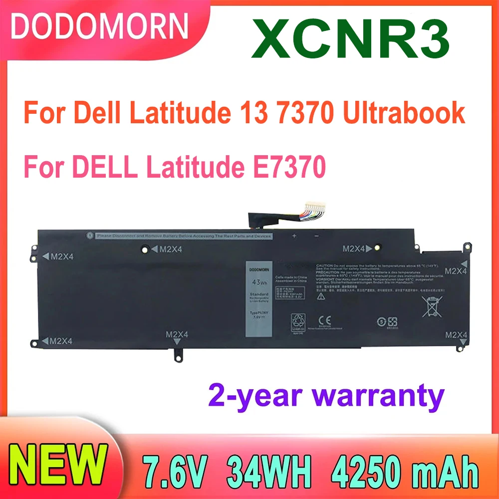 DODOMORN XCNR3 Laptop Battery For Dell Latitude 13 7370 Ultrabook E7370 N3KPR P63NY WY7CG 7.6V 34WH 4250mAh 2 Year Warranty