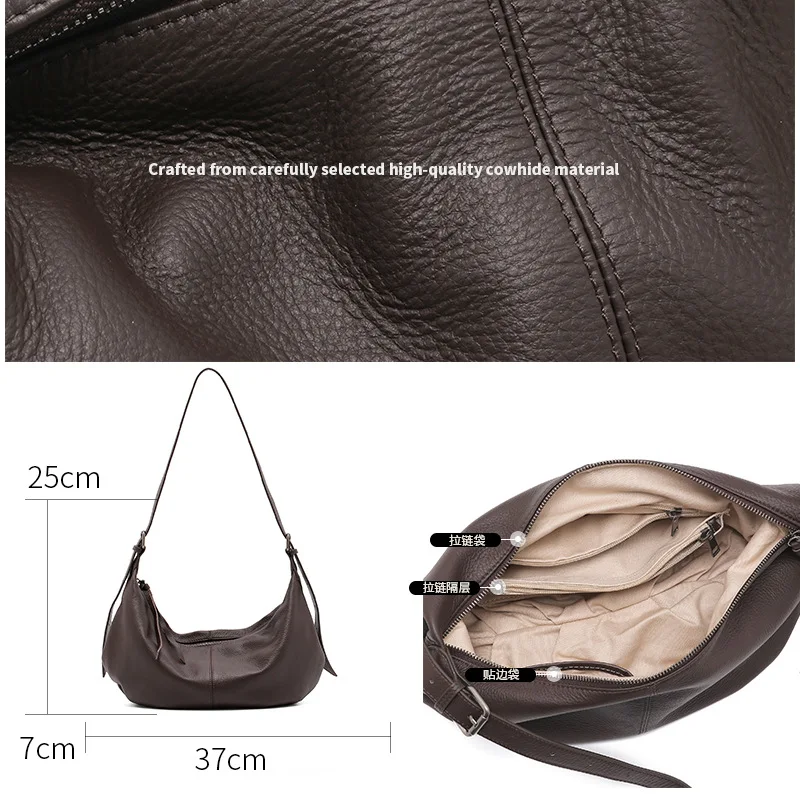 Moda feminina bolsa de ombro único 2025 couro de grão superior crossbody saco feminino viajando grande capacidade designer saco de luxo