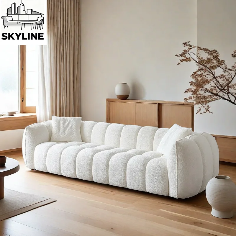 Pumpkin Marshmallow Sofa, Lamb Wool Cloud Couch for Living Room Store Homestay