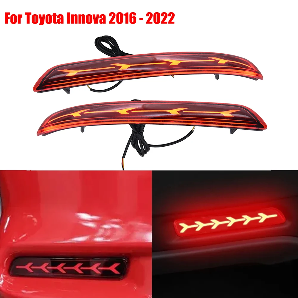 

2PCS For Toyota Innova 2016-2022 Three-function Car LED Tail Light Rear Foglamp Bumper Light Brake Light Reflector Running Light