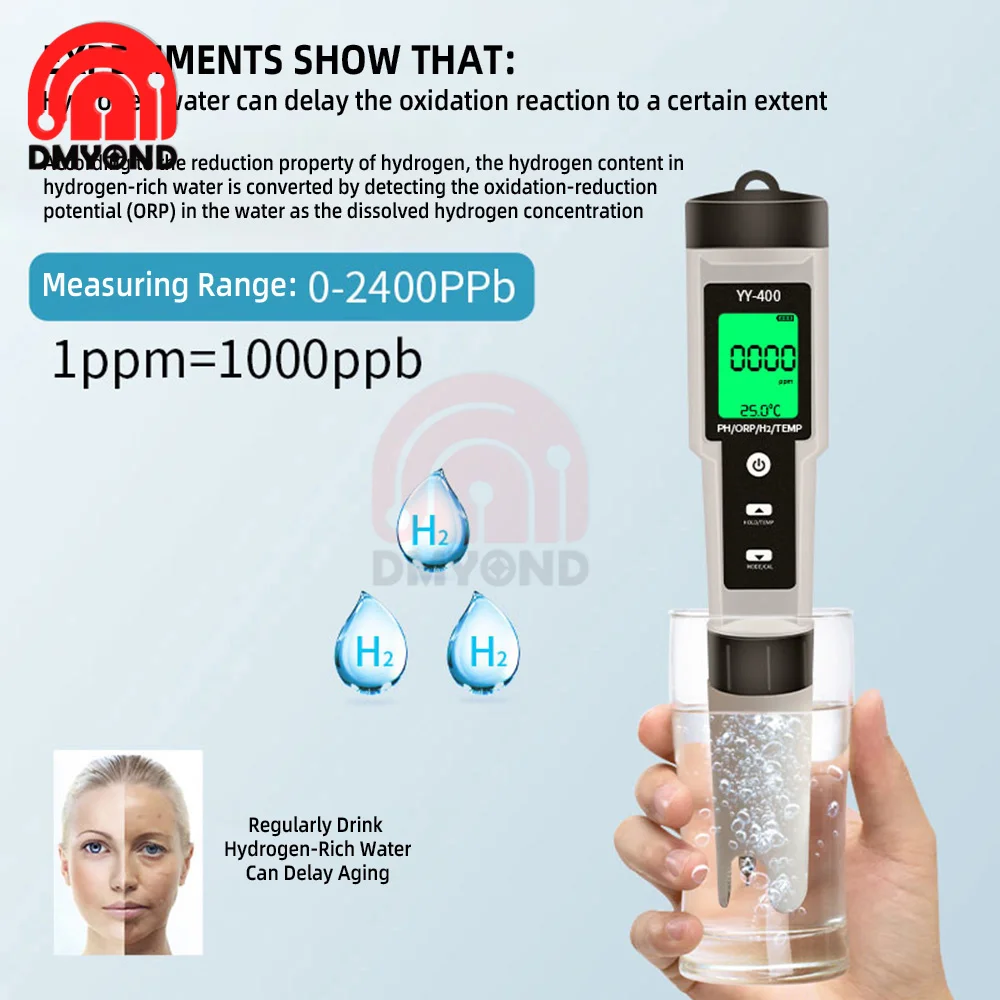 YY-400 for Hydrogen Ion Concentration Water Quality Test Pen PH/ORP/H2 and TEMP 4 in 1 Digital Drinking Water Meter